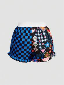 Chillnights 女款拼接色豹紋字母與太陽圖案荷葉邊睡褲 2件組 - 彩色 - 查看 9