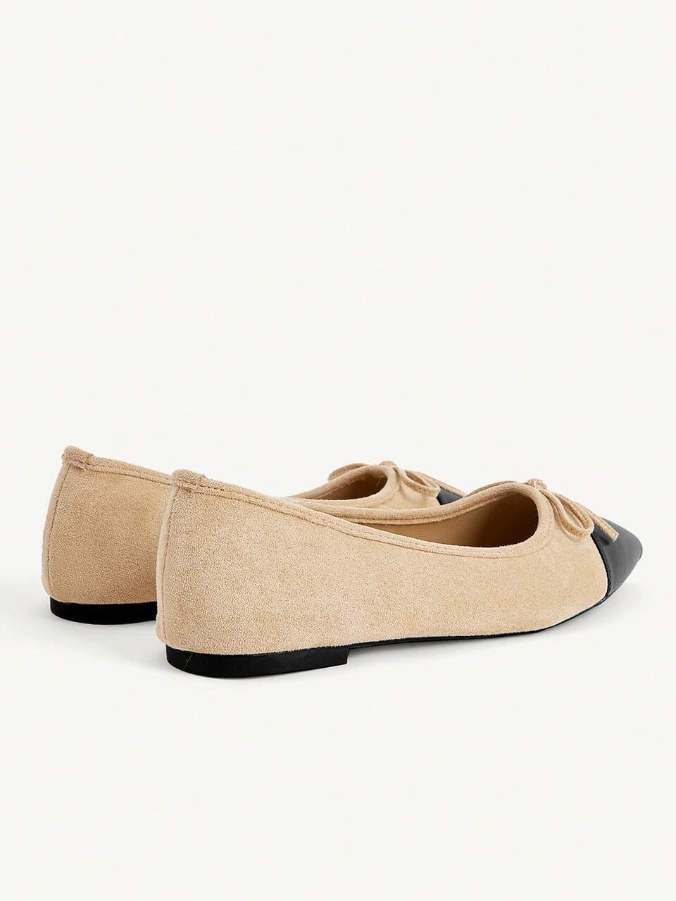 CUCCOO CHICEST Women's Shoes Pointed Bow Flat Shoes Mary Jane Low Vamp Apricot Suede Black PU Leather Commuter Soft-Soled Shoes Versatile Office Party