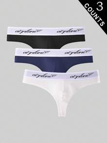 Manfinity Underwear&Sleepwear Basics Men's Letter Print Casual Daily T-Back Briefs - Multicolor - View 1