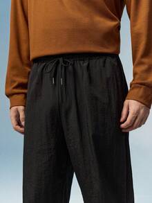 Caldwick Men's Fashionable Casual Loose Pants With Drawstring Waist And Back Pockets, Suitable For Casual Dates, Daily Walks Black Spring Sports - Black - View 6