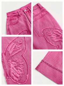 Anewsta 女款時尚優雅刺繡直筒牛仔褲 - 賓治酒 - 查看 6