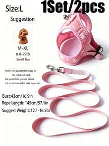1 Set/2pcs Pink Anchor Pattern Pet Harness And Leash Set, Cute Bow And Bell Decor Breathable Mesh Vest, Adjustable Anti-Pull Harness, Suitable For Small Dogs And Cats, Comfortable Anti-Escape Design, Ideal For Daily Walks And Outdoor Outings - Multicolor - View 13