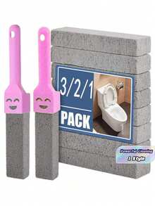 3/2/1 Piece Bathroom Cleaning Stone With Handle, Heavy Duty Stain Removal For Toilet, Grill, And Tile, Pink And Yellow/Purple - Multicolor - View 2