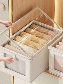 1pc Oxford Fabric Miscellaneous Clothing Storage Box, Dust-Proof Home Clothing Storage Box With Lid, Large Capacity Organizer Box. Suitable For Closet Storage, Storage And Organization. Convenient And Practical. - Multicolor - View 8