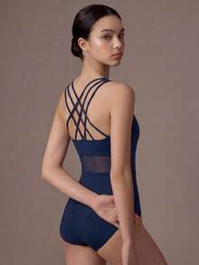 Teen Girls Clothes Sleeveless Navy Blue Gymnastics Leotard, Suitable For School, Ballet, Back To School Dance Wedding Summer Lyrical Streetwear - Navy Blue - View 2