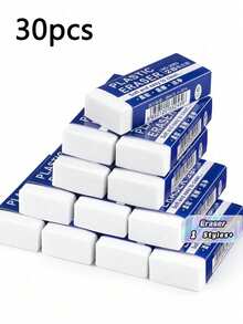 30pcs Blue 2B Erasers – Soft, Clean-Erasing, And Easy To Use; Suitable For Students, Drawing, And Art. Large White Erasers For School And Office Use. Back-To-School Essential Stationery; Assorted Packaging Colors (Shipped At Random). - Blue - View 9