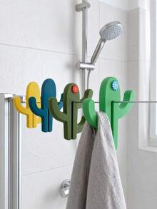 Haus Hana 1pc Portable Shower Hooks, Multi-Functional Clamp Hooks For Bathroom Glass Doors - Multicolor - View 1