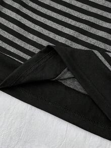 青少年女孩休閒極簡 Y2K 黑白波點印花抓皺繫帶前胸抹胸上衣 - 彩色 - 查看 3