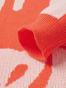 Manfinity CasualKnits 男士拼色圓領長袖休閒寬鬆毛衣 - 亮橙色 - 查看 6