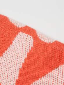 Manfinity CasualKnits 男士拼色圓領長袖休閒寬鬆毛衣 - 亮橙色 - 查看 5