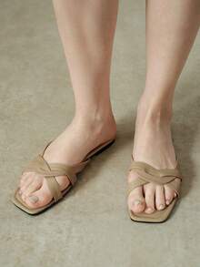 Styleloop Sandalias planas de verano con hebilla para mujer - Albaricoque - Ver 5