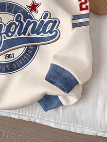 SHEIN EZwear 女款休閒連帽衛衣，秋冬穿著，白色，復古 Y2K 風格，街頭風，適合日常上學、聚會、夏季、聖誕節、新年 - 彩色 - 查看 3