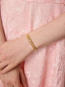 MOTF PREMIUM PRE18K GOLD-PLATED CHAIN SPLICING GEMSTONE TEMPERAMENT BRACELET - Yellow Gold - View 2