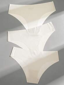 SHEIN Women's Seamless Invisible Cut-To-Fit Ultra-Thin Comfortable Minimalist Solid Color Triangle Panties 7pcs/Pack - Beige - View 3