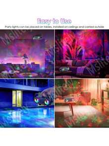 Disco Ball Party Lights With USB Cable (Plug Not Included), Sound Activated Disco Light Featuring Star Projector, Ocean Wave Lamp & Laser Light, Perfect For Parties, DJ Bars, KTV, Rave Clubs, Weddings, Home Decoration, Ceiling Mounting & Holiday Use - Black - View 3