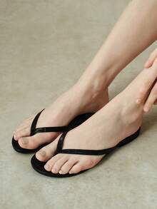 Styleloop Chanclas clásicas negras versátiles para uso diario y desplazamientos, sandalias de verano simples, casuales y frescas para mujer - Negro - Ver 10