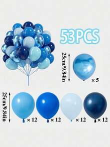 MINKOJA 30/40/53 Peças Balões de Látex Azul Metálico, Azul Pérola, Azul Marinho, Balões de Látex com Confete Conjunto para Decorações de Festa de Aniversário, Casamento, Formatura, Volta às Aulas, Dia dos Namorados, Aniversário - Style C - Visão 8