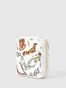 HARRY POTTER X SHEIN Off White 巫師貓頭鷹全印花衛生棉收納袋迷你拉鍊多功能收納包 - 卡通-7 - 查看 2