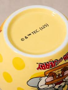 TOM & JERRY X Joivida 1個 X Joivida 陶瓷碗，亮黃色搭配 Together 圖案，裝飾性水果碗，適用於居家廚房、餐廳、客廳，適合裝零食、糖果、甜點、沙拉、收納、蛋糕盤，婚禮、宴會、生日的趣味禮物 - 黃色 - 查看 9