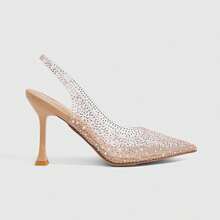 CUCCOO SZL 女款透明水晶飾釘後跟帶尖頭細高跟單鞋 - 杏色 - 查看 4