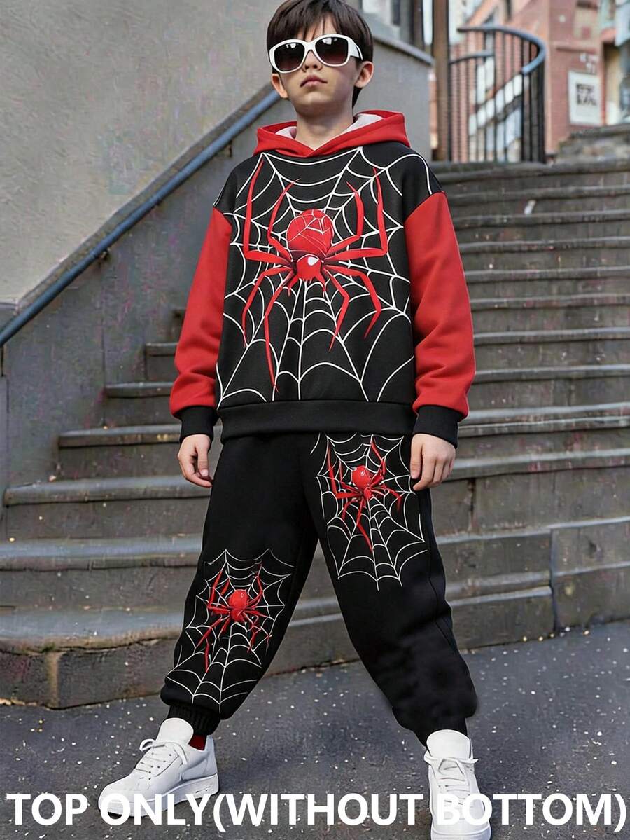Tween Boys Casual Loose Comfy Cool Hip-Hop Classic Color Block Graffiti Print Long Sleeve Sweatshirt - Multicolor - View 1
