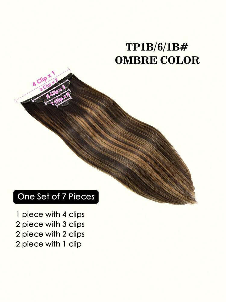 Clip In Hair Extensions Real Human Hair 70g 7pcs Human Hair Clip In Extensions Straight Real Hair Extensions Clip In Human Hair Halloween Costumes - S1B/6/1B - View 2