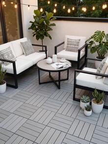 5/10 PCS PVC Plastic Self-Assembling Balcony Terrace Garden Outdoor Waterproof Anti-Corrosion Floor Tiles, Yard Outdoor Waterproof Ceramic Tiles - multicolor - View 11