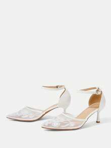 CUCCOO HITCHD Women's Fashion Mesh Embroidery Beads Are Suitable For Wedding Stilettos Fall Shoes - White - View 3