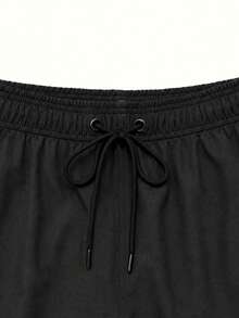 Palasendo Men's Solid Color Casual Beach Shorts, Holiday - Black - View 6