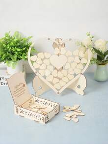 Wooden Heart Guestbook Message Board Frame Wedding Birthday Party Decor Rustic Table Sign Friendly Handcrafted Versatile Centerpiece Keepsake Photo Display - multicolor - View 9