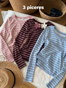 3PCS Tween Girls T-Shirts - Multicolor - View 1