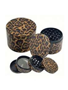 Metal Leopard Print Grinder, 4-Layer Manual Crusher, Grinding Mortar, Herb Grinder, Rolling Tool Accessories - Leopard Print - View 1