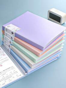 Carpeta de documentos de unicolor multicapa tamaño A4 con páginas interiores transparentes para la gestión de documentos, gran capacidad, organizador, útiles escolares, equipo de estudio esencial para la organización - Multicolor - Ver 2