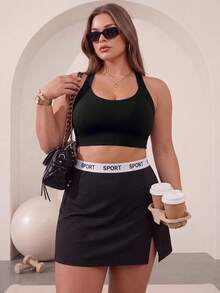 SHEIN Sports 2PCS Women Plus Size Sports Tees Tanks Gym Pilates Black Summer - Multicolor - View 1