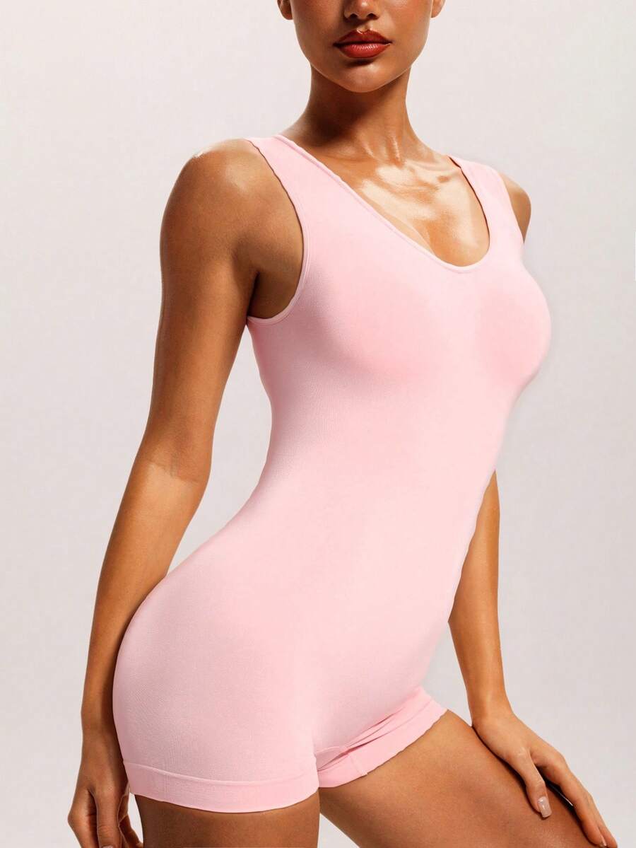 Barelissa Women's Seamless Design Jumpsuit Tummy Control Butt Lifting Underwear 1pc - Baby Pink - View 1