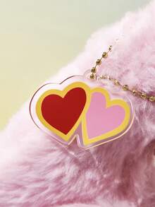 SHEIN X Care Bears 可愛 3D 耳朵刺繡毛絨熊手提包，柔軟觸感，大容量，適合日常通勤與休閒外出 - 淺粉 - 查看 5