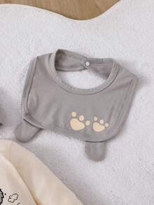 SHEIN Playful Pals 3件組新生兒嬰兒睡衣 灰色與米色中性色 可愛考拉圖案 長袖連腳睡衣 - 灰色 - 查看 6
