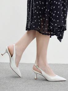CUCCOO BIZCHIC Sepatu Wanita Hak Tinggi Stiletto Ujung Lancip Warna Gading, Cocok untuk Perjalanan, Kencan, Pesta, Liburan, Natal, dan Musim Semi. - putih bersih - View 4