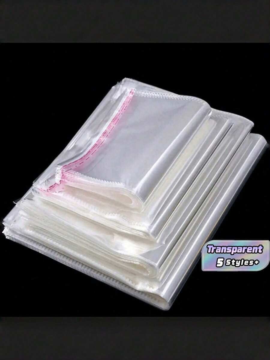 100pcs 5mil Thickness DoubleLayer OPP Plastic SelfAdhesive SelfSealing Transparent Waterproof Dustproof Reusable Durable EasyOpen Resealable Garment Packaging Bags Clothing Storage Gift Wrapping Travel Home Office Storage Supplies MustHave - multicolor - View 1