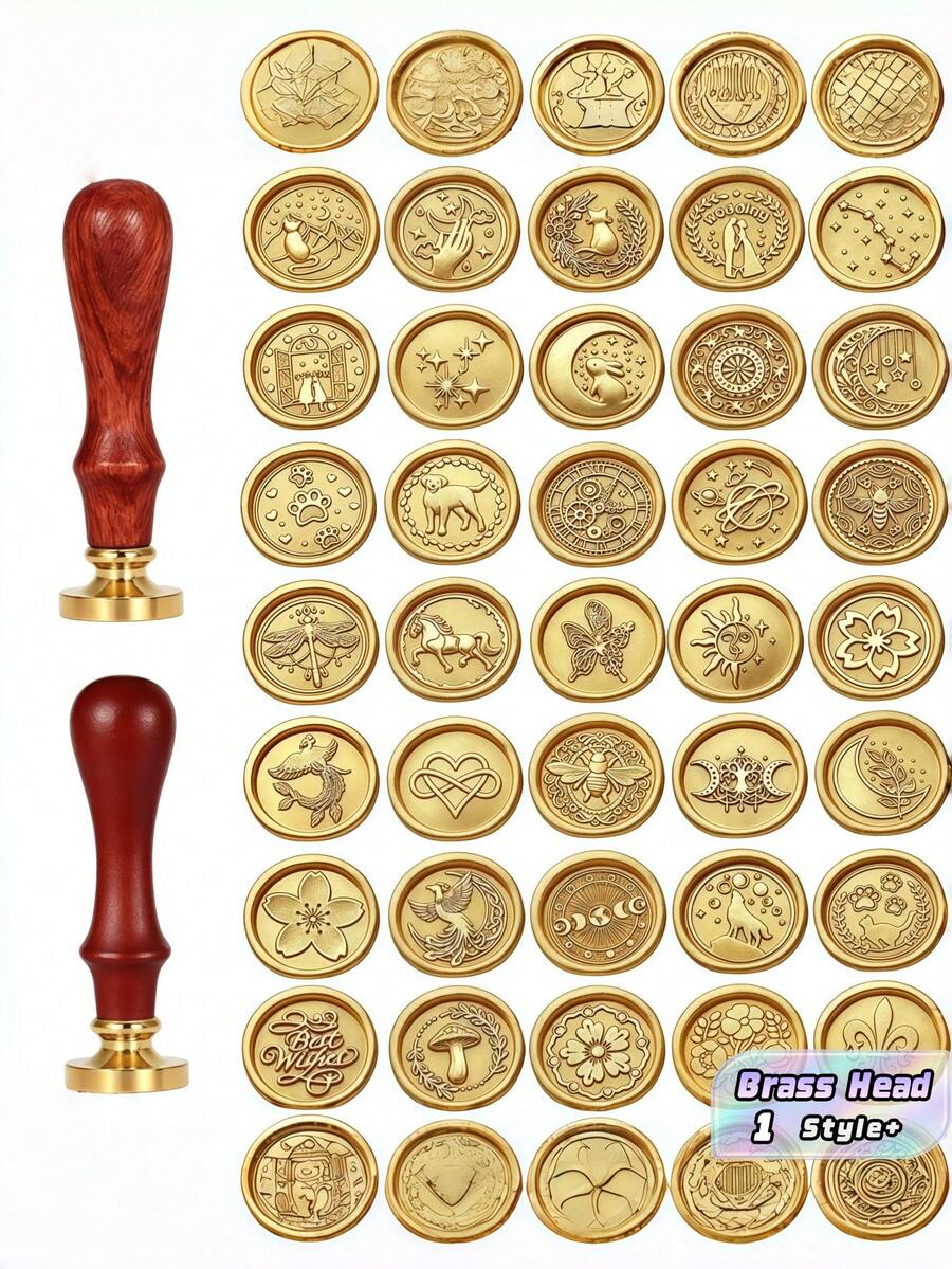 Brass Wax Seal Stamp Head For Weddings – Vintage Removable Copper Sealing Head For Invitations, Envelopes & Gift Packaging - Single Piece - View 1