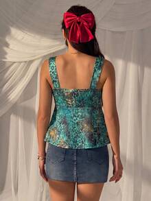 SHEIN EZwear 女款休閒娃娃裝背心上衣，抽繩設計，外出上衣，度假背心，夏季服飾，街頭風，適合日常通勤、約會、派對、秋冬/夏季、婚禮、海灘、畢業典禮，優雅休閒，Y2K，音樂祭穿搭，假日服裝，返校穿搭 - 彩色 - 查看 2