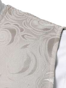 Calvornis Men's Jacquard Single-Breasted V-Neck Suit Vest - Khaki - View 5