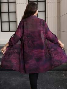 Reflora Plus Size Fashion Floral Print Single-Breasted Shirt For Vacation - Multicolor - View 3