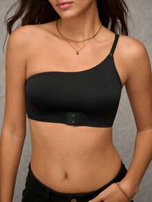 Esseday Women's Comfortable Daily Front Closure Push-Up Single Strap Bra, 1pc - Black - View 5