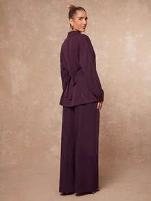 Lumalex Oversized Long Sleeve Lapel Cinched Waist Women's Blazer,New Fall Styles - Red Violet - View 8