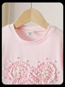 Genkimix Kids 女童（小號）可愛優雅蝴蝶結設計 3D 串珠工藝休閒 T-shirt - 粉色 - 查看 4