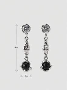 MortiRose Silver Lava Texture Punk Style Earrings,Goth/Gothic/Punk/Grunge/Dark Gothic,Streetwear,Summer/Festival/Prom/Party,Vintage - Silver - View 7
