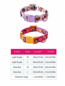 THE POWERPUFF GIRLS X PETSIN POWERPUFF GIRLS 1pc Cute Cartoon Dog Collar, Lightweight Webbing With Fun Pink Design, Adjustable Comfortable Neck Strap For Small And Medium Dogs, Stylish And Playful Everyday Wear - Multicolor - View 4