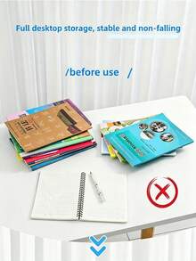 1pc Retractable Book Stand Desktop Finishing Book Storage Rack Student Book Folder, Three Colors Available - Rectangle - View 2
