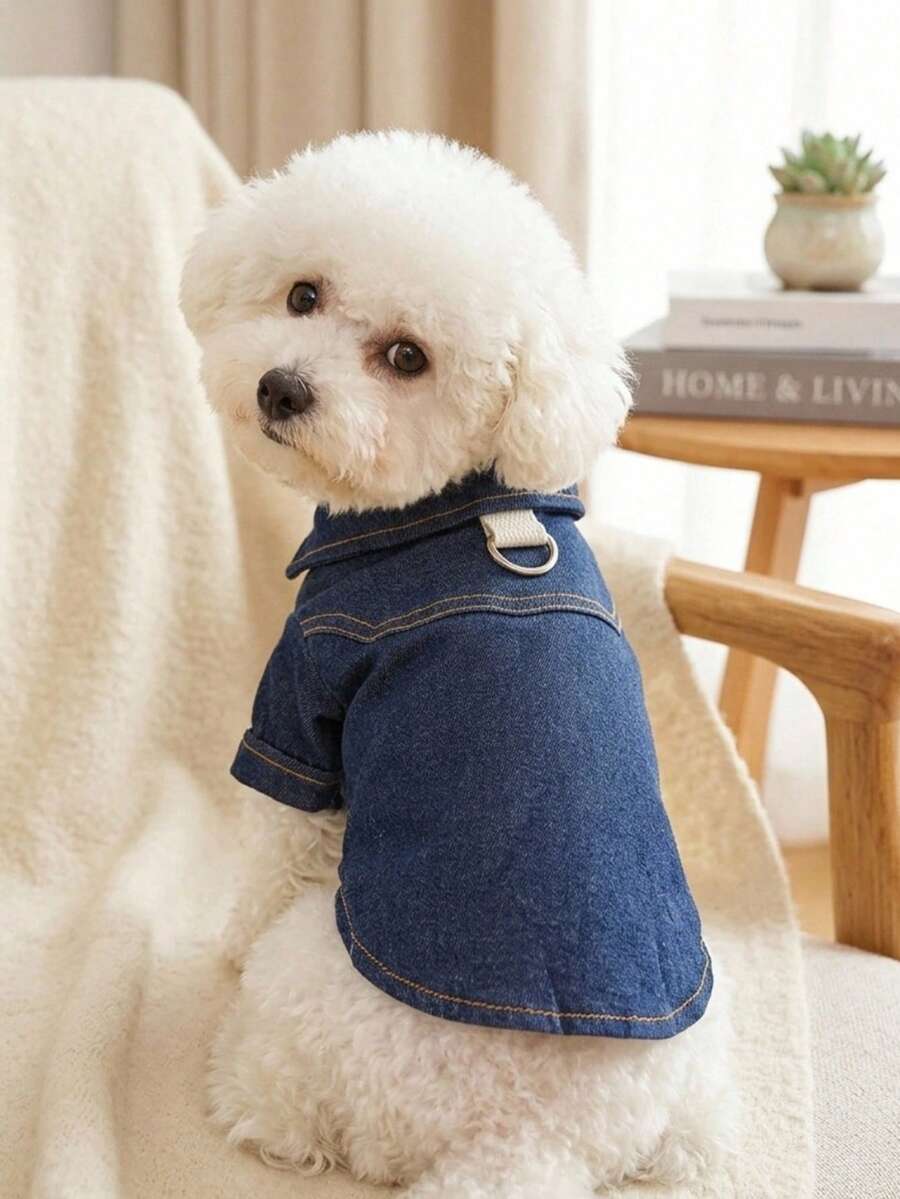 PETSIN 1件貓狗通用寵物外套,酷爽舒適深藍色寵物夾克 - 深藍 - 查看 1